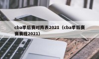 cba季后赛对阵表2021（cba季后赛赛赛程2021）